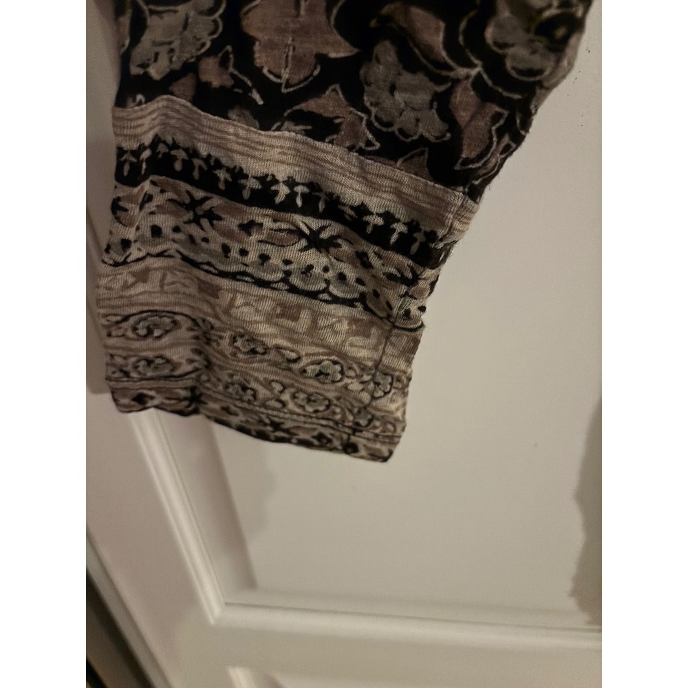 Lucky Brand Womens Black Floral Geometric Print V-Neck Boho Top Medium - Picture 4 of 7